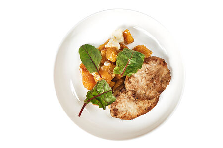 Домашние куриные котлеты с запеченной медовой тыквой