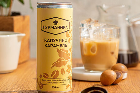 Напиток молочный кофейный Гурманика Бзмж Капучино-карамель стерилизованный, 250 мл