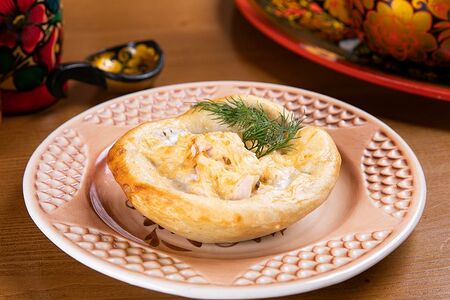 Жульен с языком и грибами