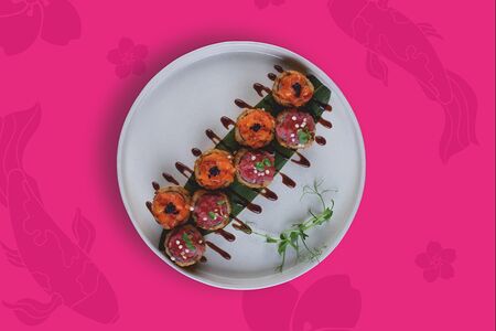 Темпура с тартаром из тунца и лосося