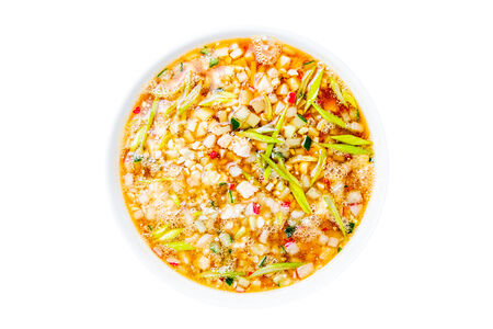 Окрошка с копченым цыплёнком на квасе