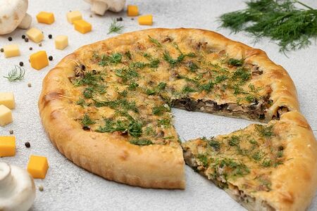 Пирог-пицца с курицей и грибами