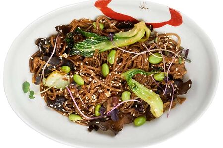 Соба с грибами и бок-чой