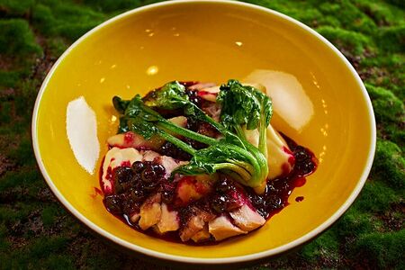 Утка со смородиной и грушей