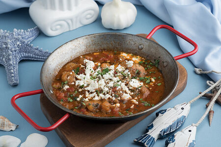 Креветки саганаки