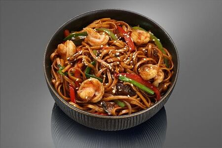 Удон с тигровыми креветками