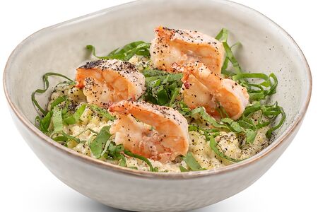 Птитим с креветкой и шпинатом