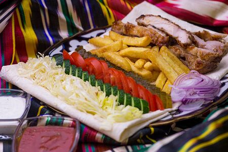 Шаурма на тарелке