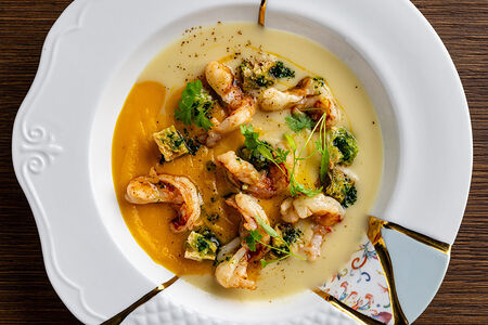 Вишисуаз с тыквой и креветками