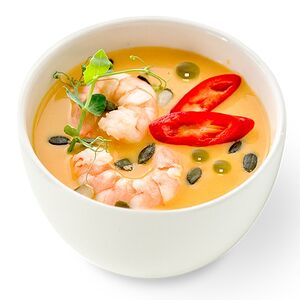 Тыквенный суп с креветкой