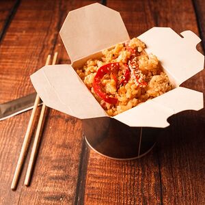 Тяхан с овощами в сливочном соусе 