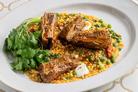 Телячьи ребра с ризотто из булгура