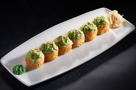 Запеченный креветка, угорь, творожный сыр, васаби