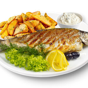 Форель с картофельными дольками