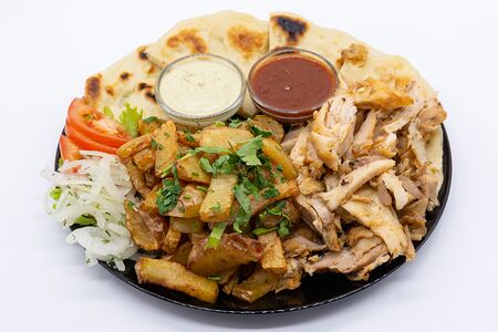 Гирос развернутый с курицей и картофелем Айдахо