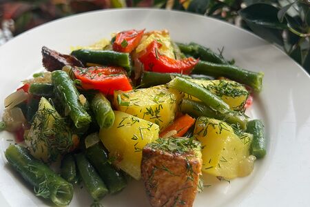 Картофель, жаренный с фасолью