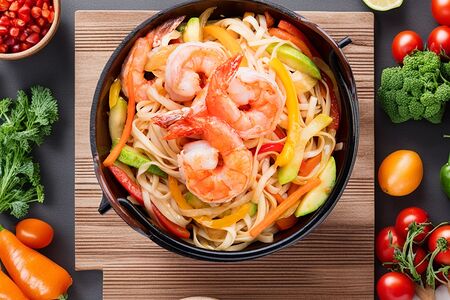 Wok с креветкой
