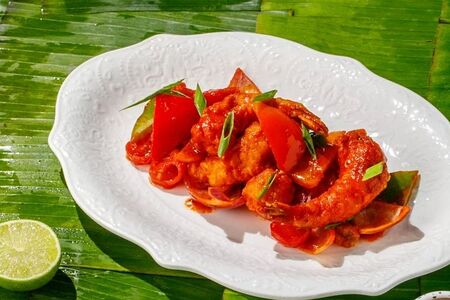 Креветки с овощами 