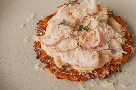 Драник из батата с копченой индейкой