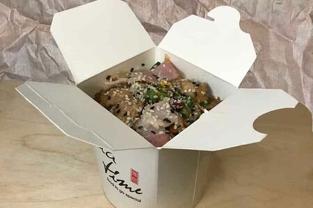 Лапша с беконом и курицей