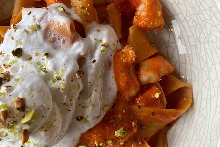 Паппарделле с креветками