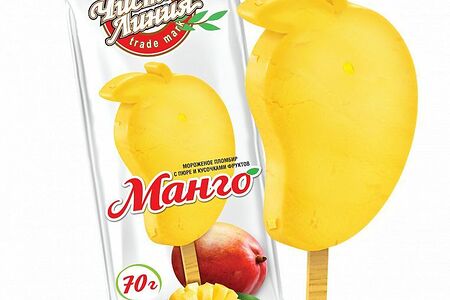 Бзмж Мороженое Эскимо пломбир с пюре и кусочками манго. 70г Чистая Линия