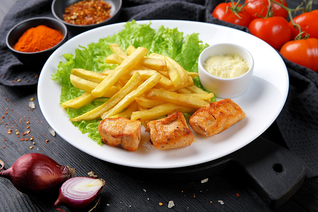 Комбо Шашлычок из курицы с фри и соусом