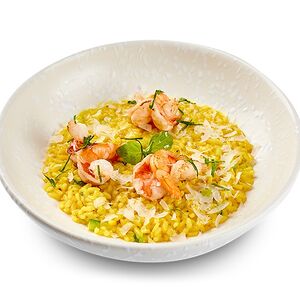 Ризотто с шафраном и креветками