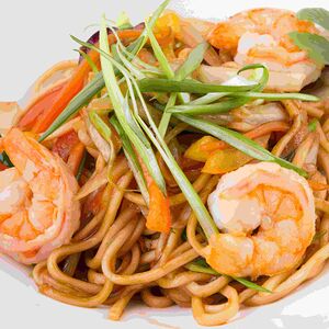 Гречневая лапша (соба) с креветками