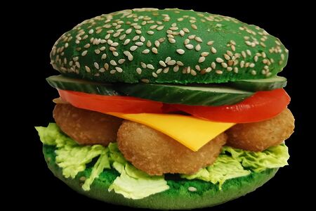 Зелёный фреш бургер с креветками