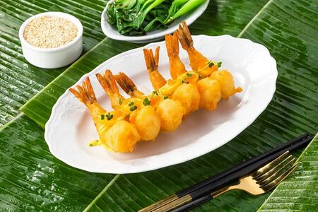 Креветки темпура с кумкватом