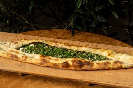 Пиде с зеленью и домашней фетой