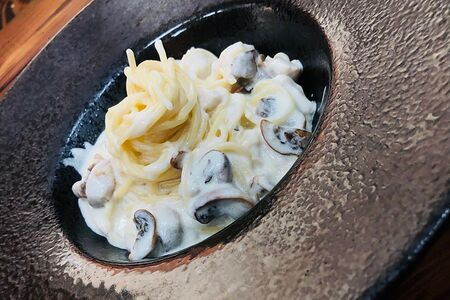 Спагетти с филе и шампиньонами