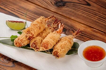 Креветки в тесте катаифи