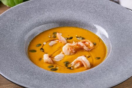 Суп из тыквы с креветками