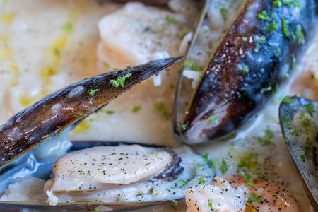 Лимонный ризотто с морепродуктами