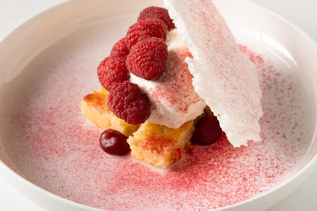 Кокосовый крем с малиной