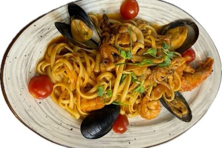 Лингвини с морепродуктами биск