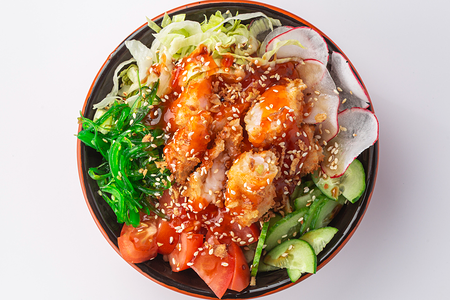 Боул с креветками темпура