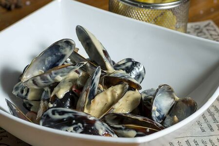 Мидии в сливочном соусе