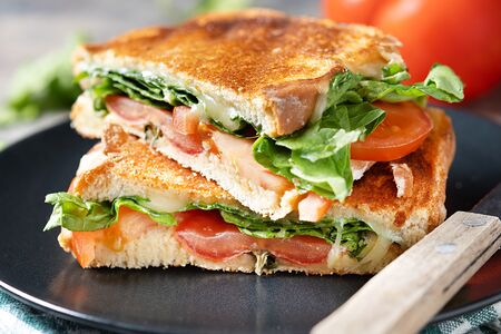 Горячий сэндвич с курицей и шпинатом