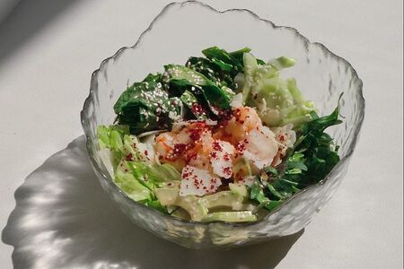 Креветки, авокадо, огурец