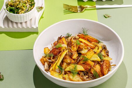 Картофель жареный с грибами и джонджоли 