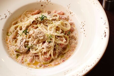 Паста с лисичками