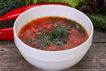 Борщ по-домашнему с телятиной халяль