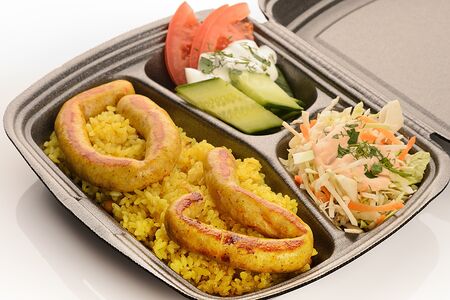 Пилав с куриными колбасками