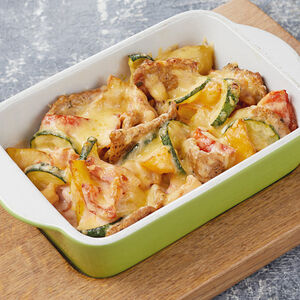 Гратен со свининой и овощами