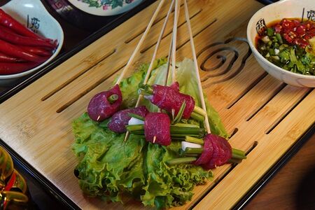 Мини-шашлычки Говядина с зелёным луком