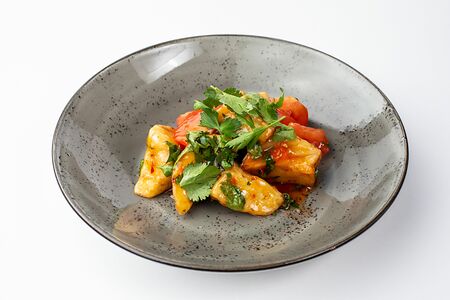 Салат с карамелизированными баклажанами и томатами