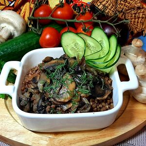 Греча с грибами